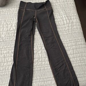 Athleta Black Leggings with Brown Stitching